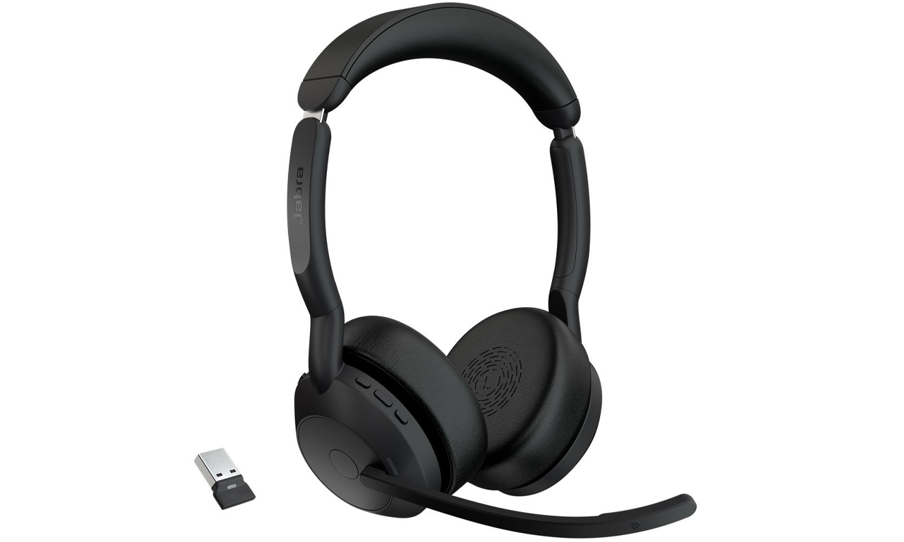 Zestaw słuchawkowy Jabra Evolve2 55 USB-A Stereo UC + adapter - Widok od przodu pod kątem