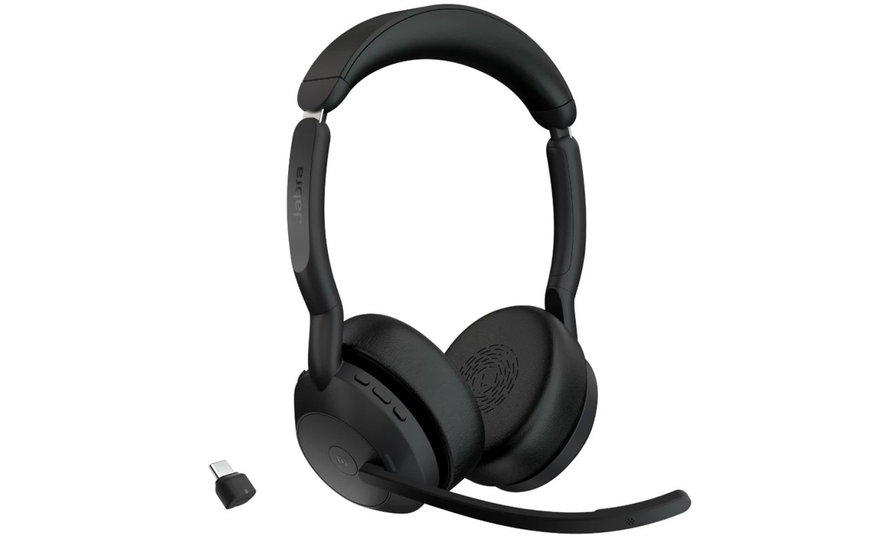 Zestaw słuchawkowy Jabra Evolve2 55 USB-C Stereo MS + adapter - Widok od przodu pod kątem