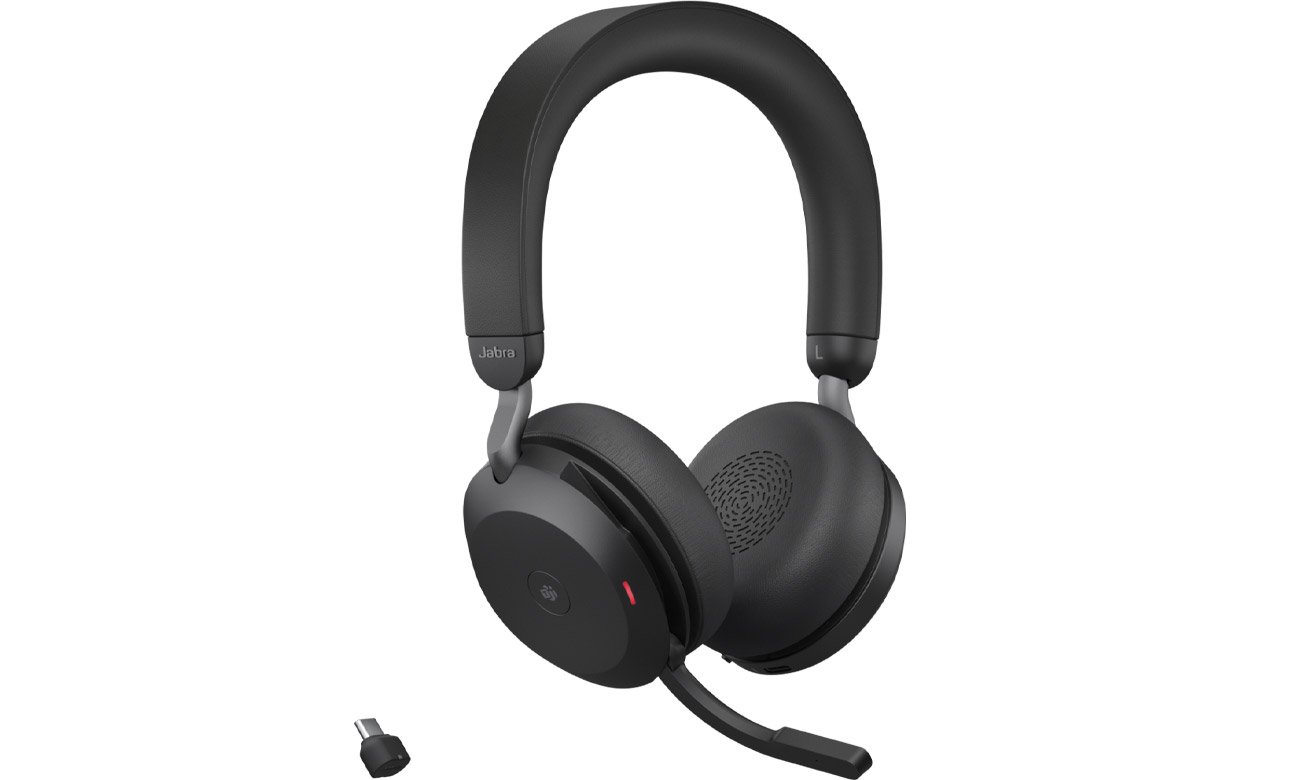 Zestaw słuchawkowy Jabra Evolve2 75 Stereo MS + adapter USB-C - Widok od przodu pod kątem