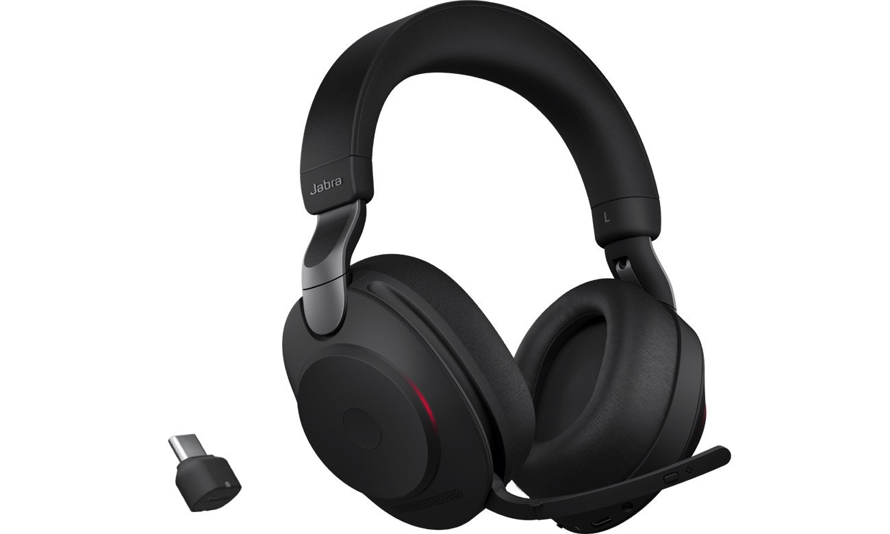 Zestaw słuchawkowy Jabra Evolve2 85 Stereo UC + adapter USB-C - Widok od przodu pod kątem