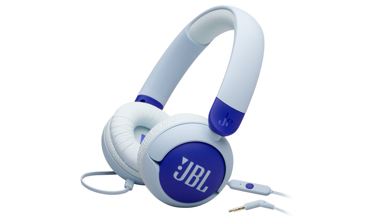 Słuchawki przewodowe JBL Junior 320 Niebieskie - Widok od przodu pod kątem
