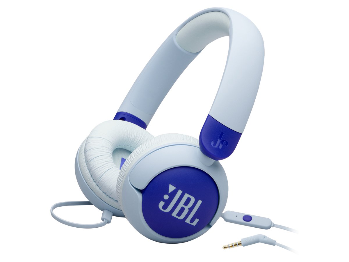 Słuchawki przewodowe JBL Junior 320 Niebieskie - Widok od przodu pod kątem