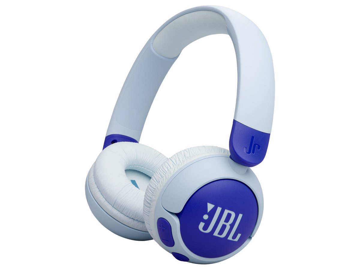 Słuchawki bezprzewodowe JBL Junior 320BT Niebieskie - Widok od przodu pod kątem