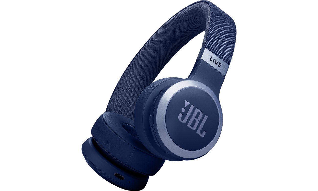 Słuchawki bezprzewodowe JBL Live 670NC Niebieskie - Widok od przodu pod kątem