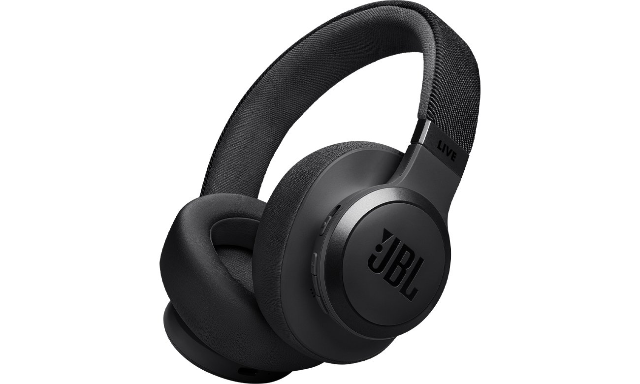 Słuchawki bezprzewodowe JBL Live 770NC Czarne - Widok od przodu pod kątem