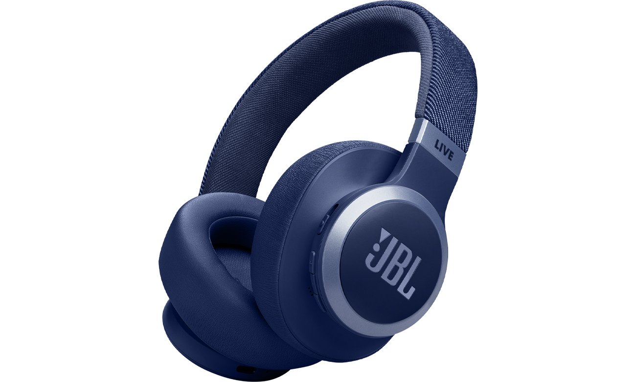 Słuchawki bezprzewodowe JBL Live 770NC Niebieskie - Widok od przodu pod kątem
