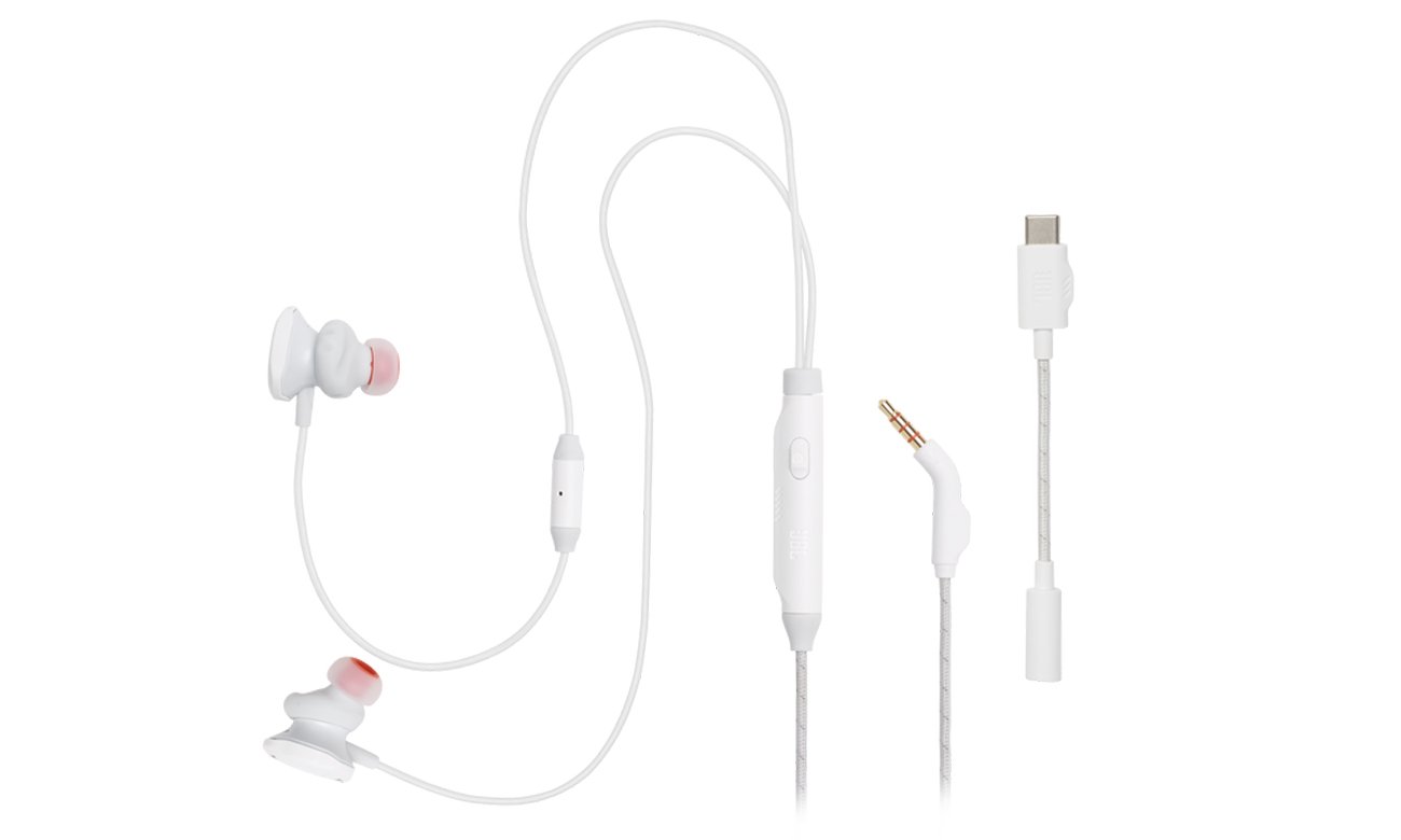 Słuchawki przewodowe JBL Quantum 50C Białe - Widok ogólny