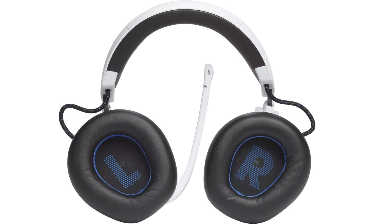 Bezprzewodowy zestaw słuchawkowy JBL Quantum 910P dla PlayStation - Widok od przodu i z nausznikami od wewnątrz