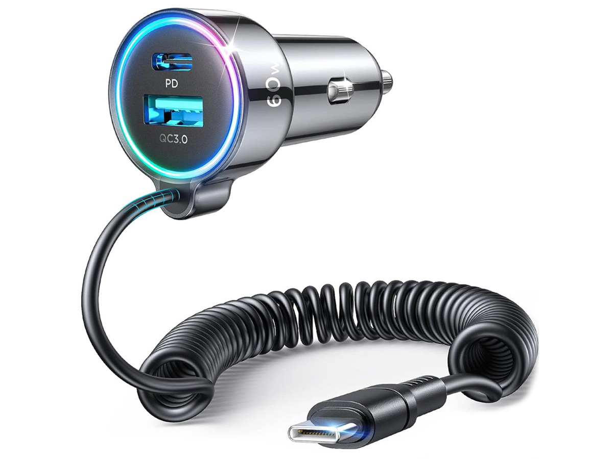 Schnelles Auto-Ladegerät 3in1 USB Typ C Kabel 1,6m 60W