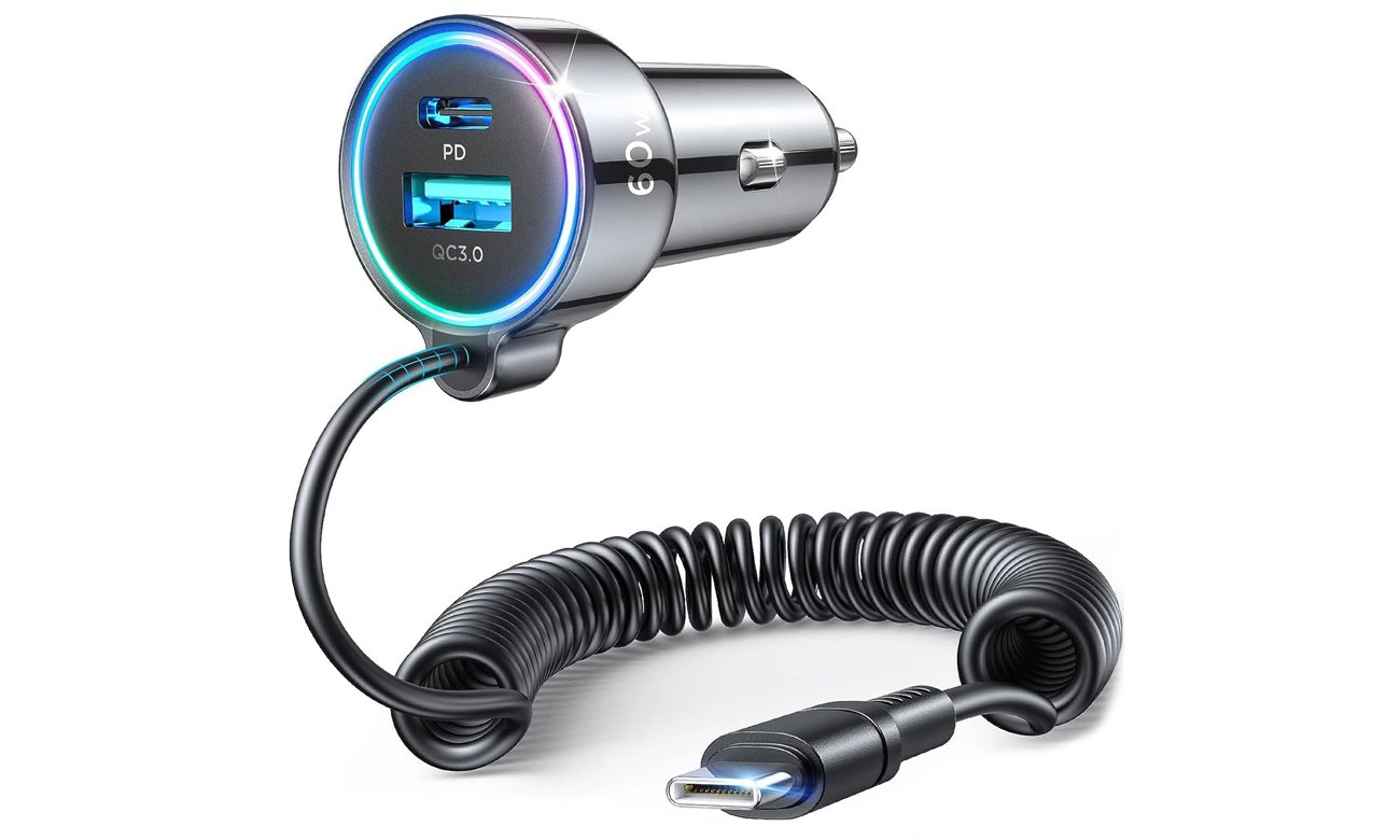 Schnelles Auto-Ladegerät 3in1 USB Typ C Kabel 1,6m 60W