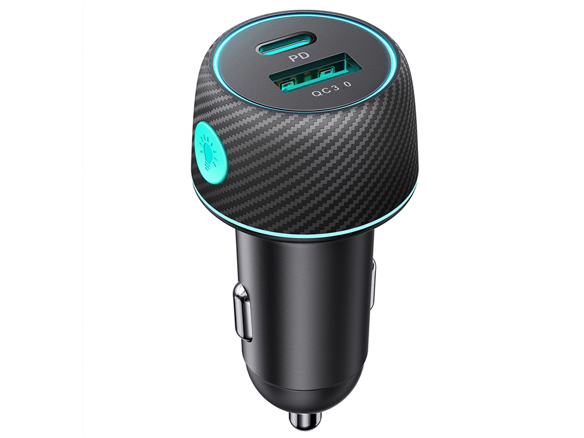 Ładowarka samochodowa JoyRoom 2x USB C 70W z podświetleniem LED