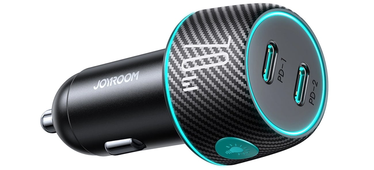 Ładowarka samochodowa JoyRoom 2x USB C 70W z podświetleniem LED