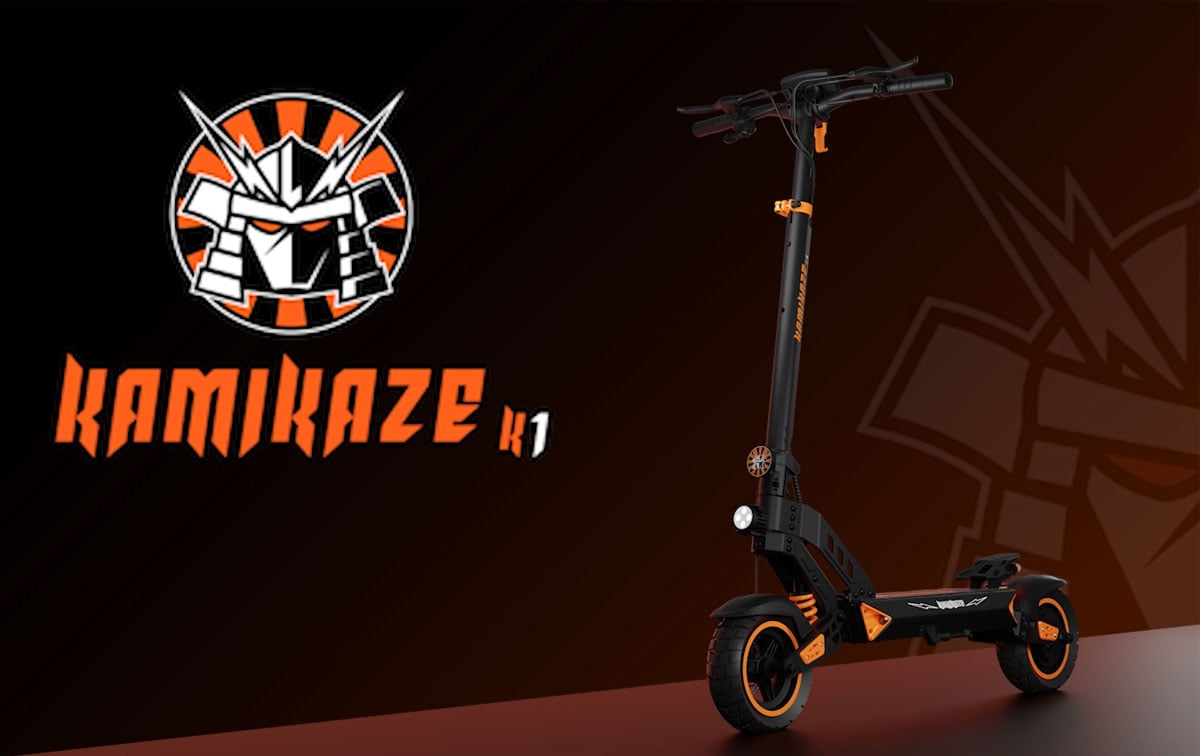 Hulajnoga elektryczna Kamikaze K1 - Widok ogólny, grafika z tłem