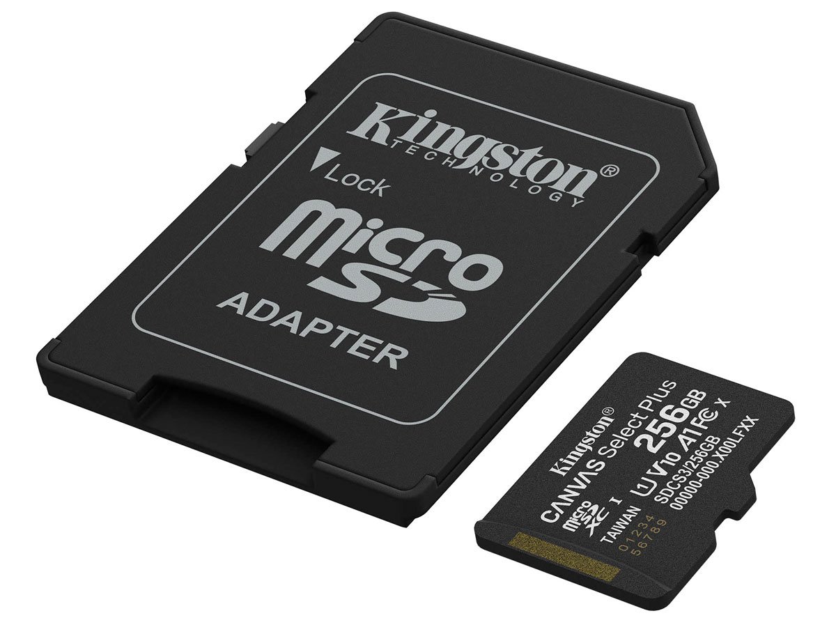 Karta pamięci microSD Kingston Canvas Select Plus Gen3 256 GB - Widok ogólny wraz z adapterem