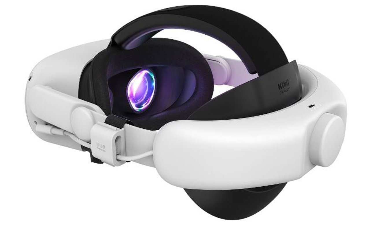 Pasek na głowę Kiwi Design Q31-2.1U do Meta Quest 3 Biały - Widok od tyłu pod kątem