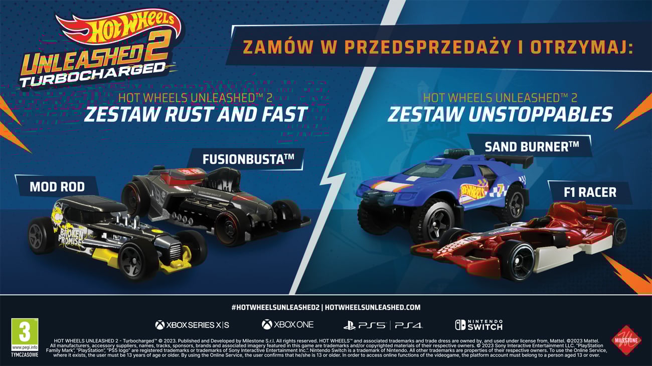 Grafika prezentująca zawartość Edycji Day One gry Hot Wheels Unleashed 2 – Turbocharged