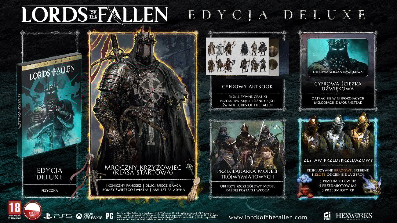Grafika prezentująca zawartość Edycji Deluxe gry Lords of the Fallen