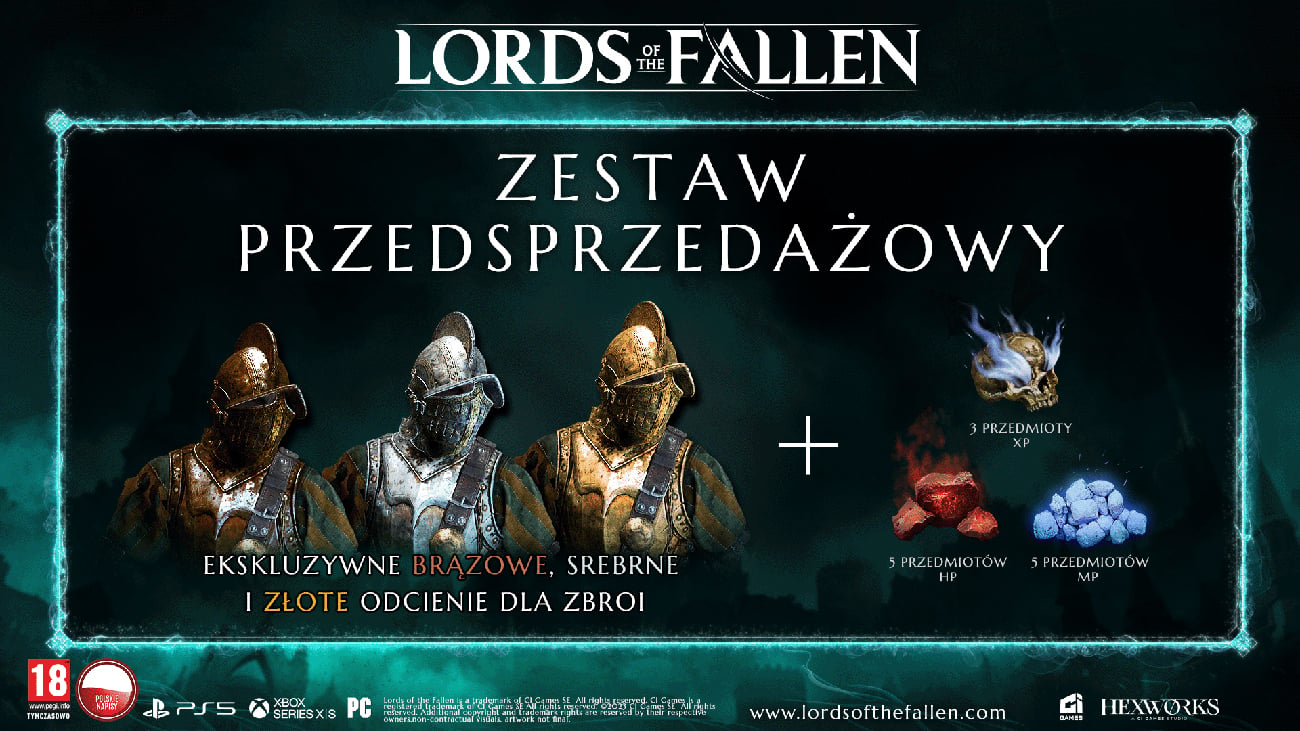 Grafika prezentująca dodatki przedpremierowy do gry Lords of the Fallen