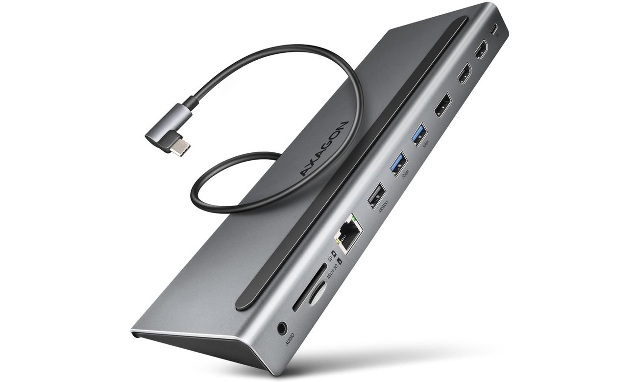 Wieloportowy hub Axagon USB 5Gbps, 3x USB-A, 2x HDMI + DP + GLAN