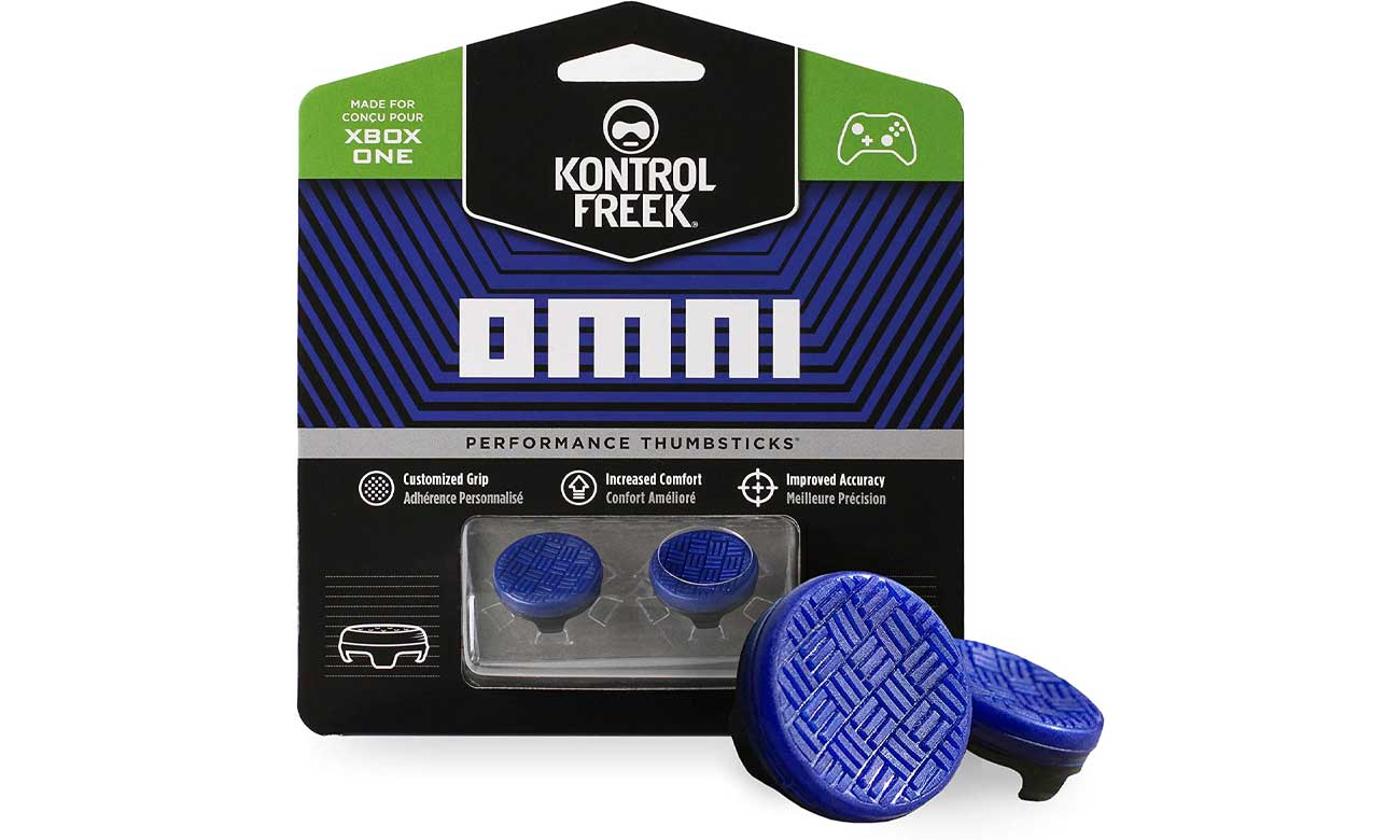 KontrolFreek OMNI Thumbsticks für Xbox Series X und Xbox One Blau - Vorderansicht mit Verpackung