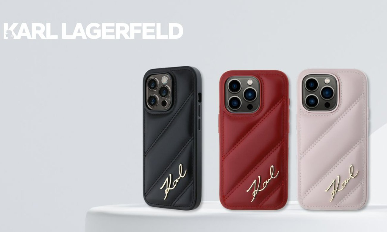 Karl Lagerfeld Quilted Signature für iPhone 16 Pro Max Rot