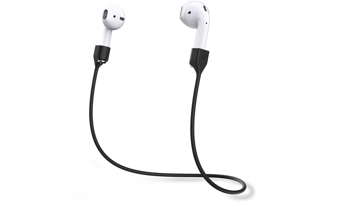 Silikonowy pasek łączący KeyBudz AirStrapz do AirPods 1/2 Czarny - Widok ogólny, zastosowanie