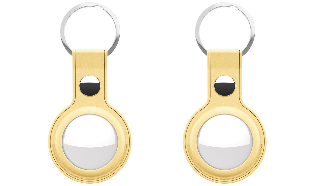 AirTag Keyring skórzane etui ochronne KeyBudz do AirTag pastel yelllow 2 sztuki