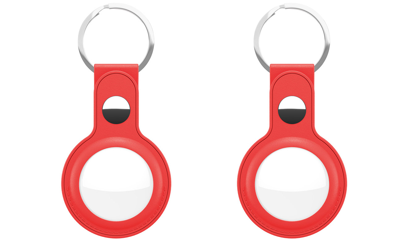 AirTag Keyring skórzane etui ochronne KeyBudz do AirTag red 2 sztuki