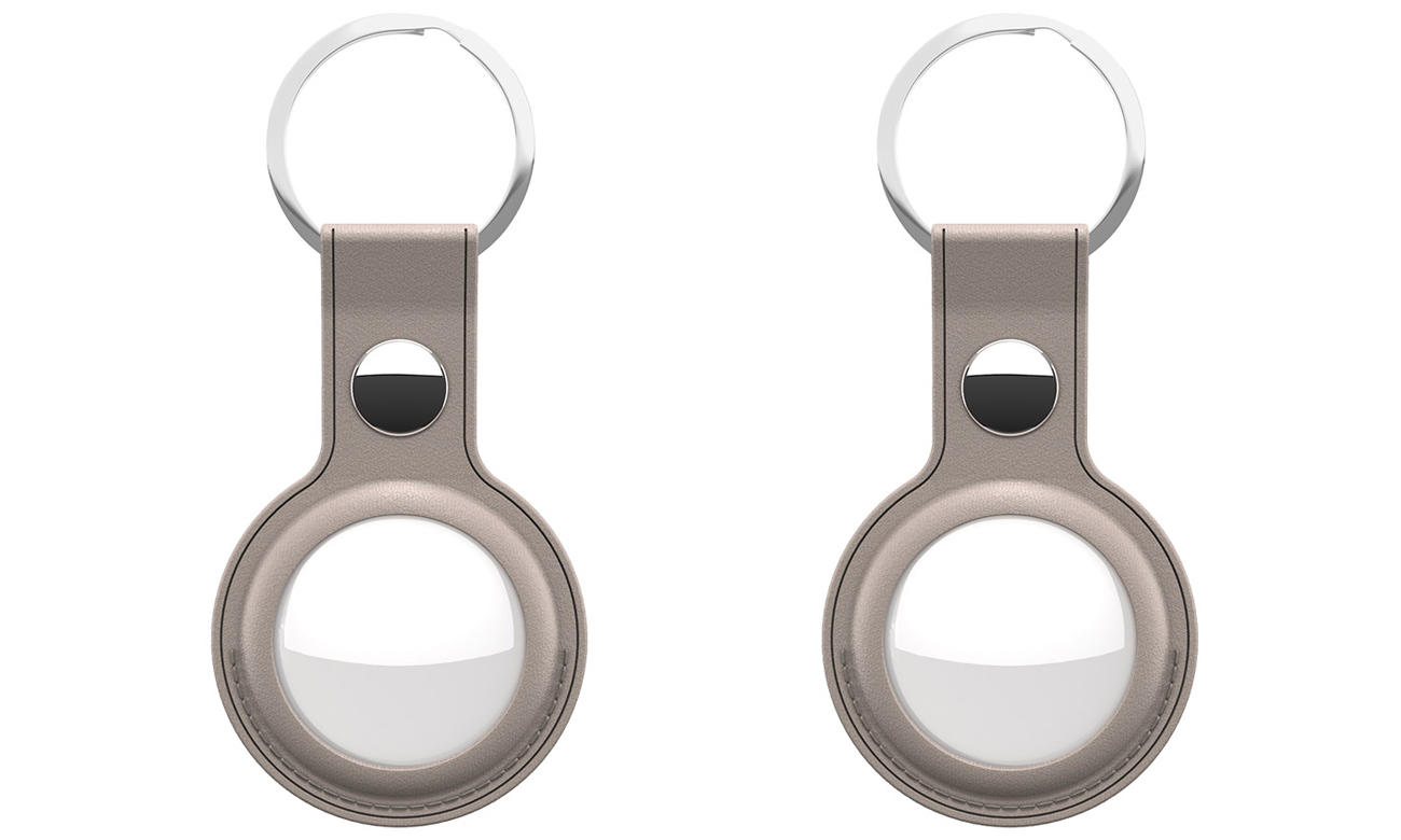 AirTag Keyring skórzane etui ochronne KeyBudz do AirTag sandy beige 2 sztuki