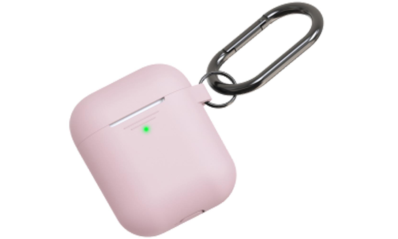 Etui KeyBudz Elevate Keychain für AirPods 1/2 Rosa - Vorderansicht seitlich, geschlossenes Etui