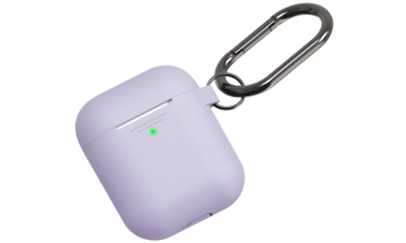 Etui KeyBudz Elevate Keychain für AirPods 1/2 Lavendel - Vorderansicht schräg, geschlossenes Etui