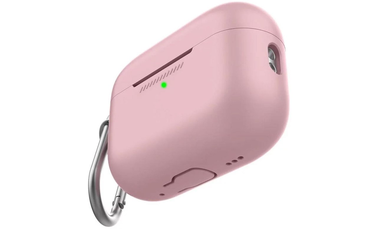 Etui KeyBudz Elevate Keychain für AirPods Pro 2 Rosa - Vorderansicht, geschlossenes Etui