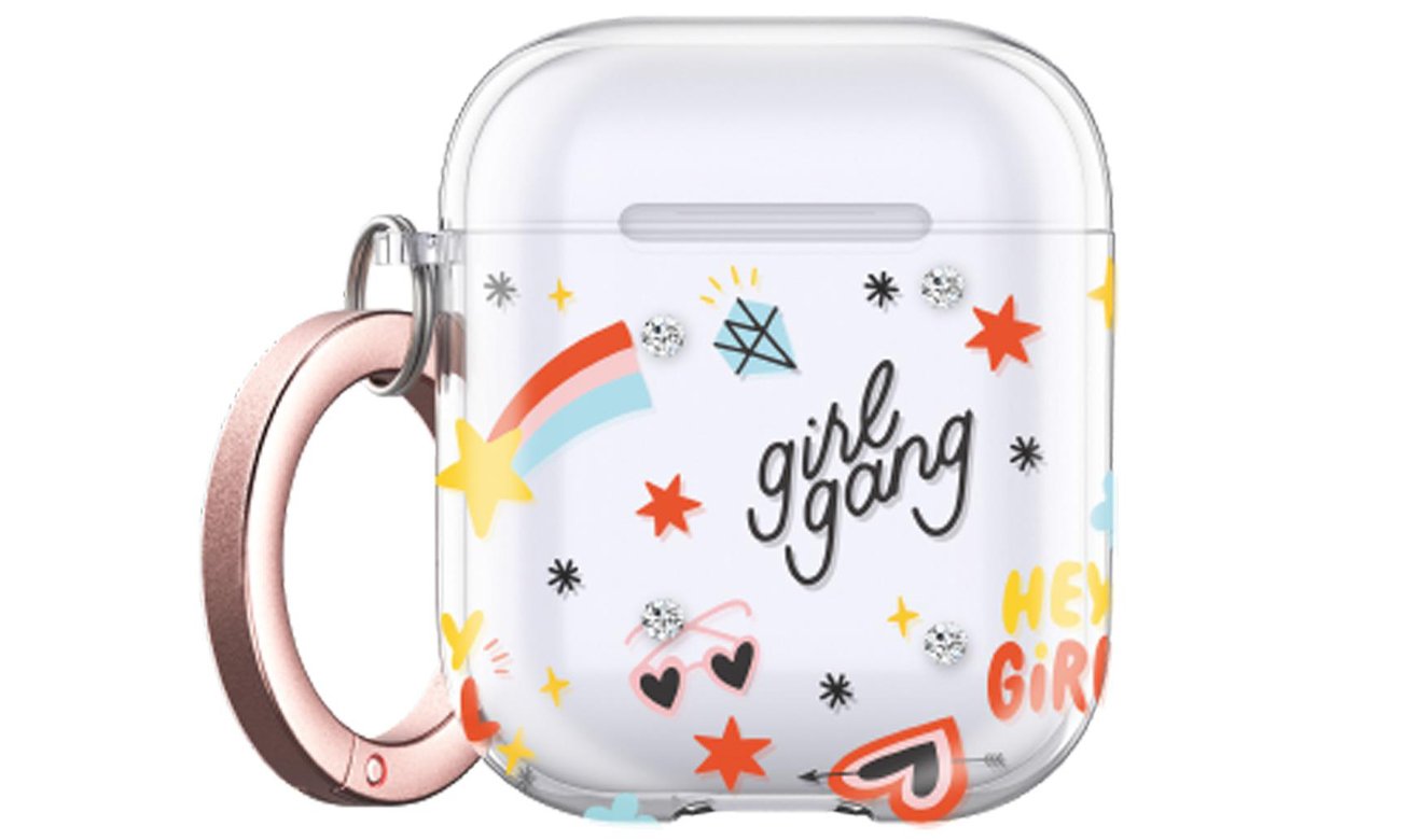 Etui KeyBudz Elevate x Swarovski für AirPods 1/2 Girl Power - Vorderansicht, geschlossenes Etui