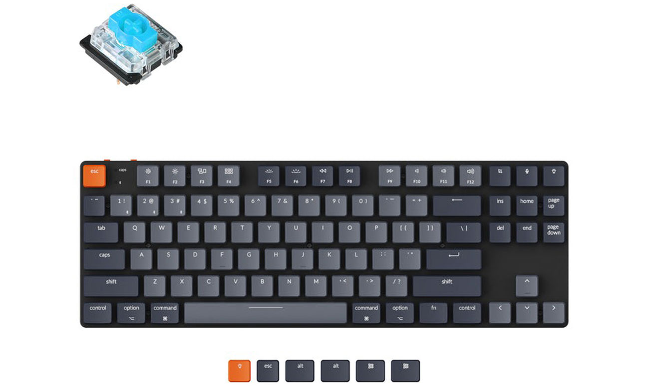 Keychron K1SE-A2 widok z góry, przełącznik blue