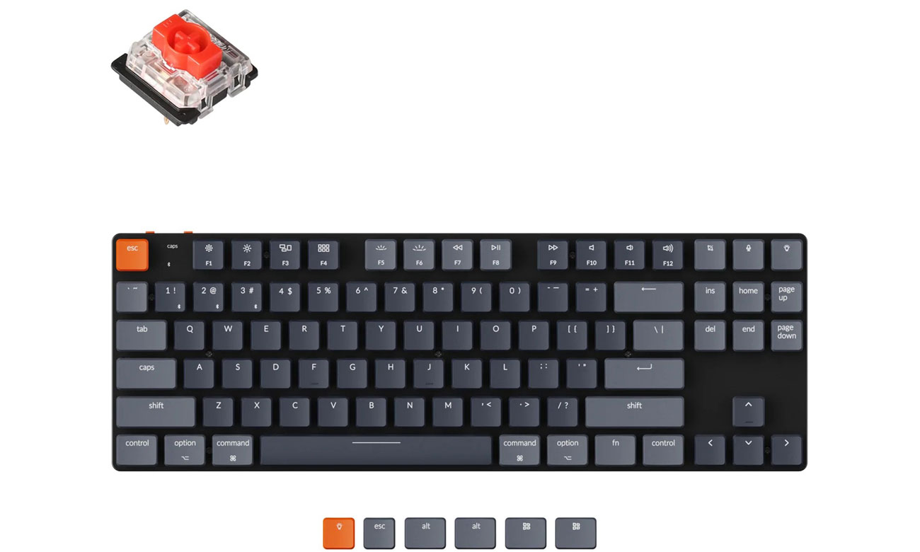 Keychron K1SE-B1 widok z góry, przełącznik red