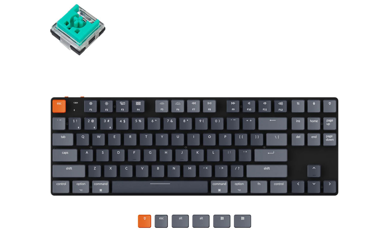 Keychron K1SE-E5 widok z góry, przełącznik brown