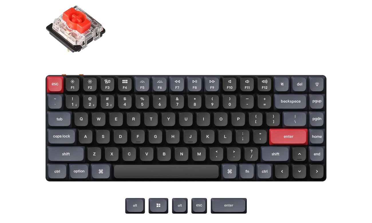 Keychron K3P widok z góry, niebieski przełącznik