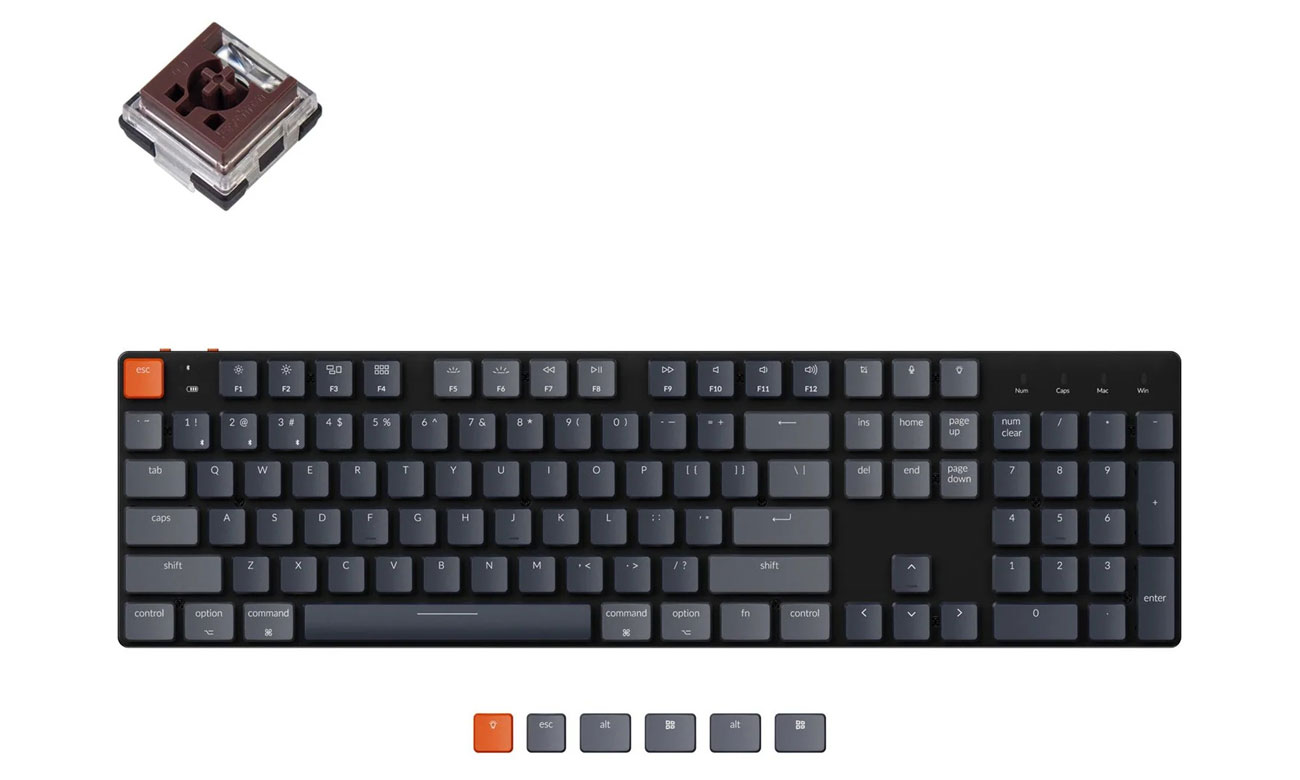 Keychron K5SE widok z góry, przełącznik red