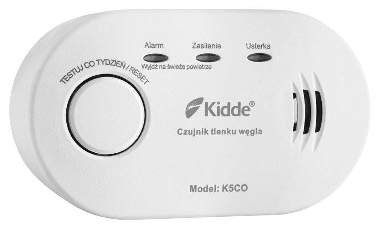 Czujnik tlenku węgla Kidde K5CO - Widok od przodu pod kątem