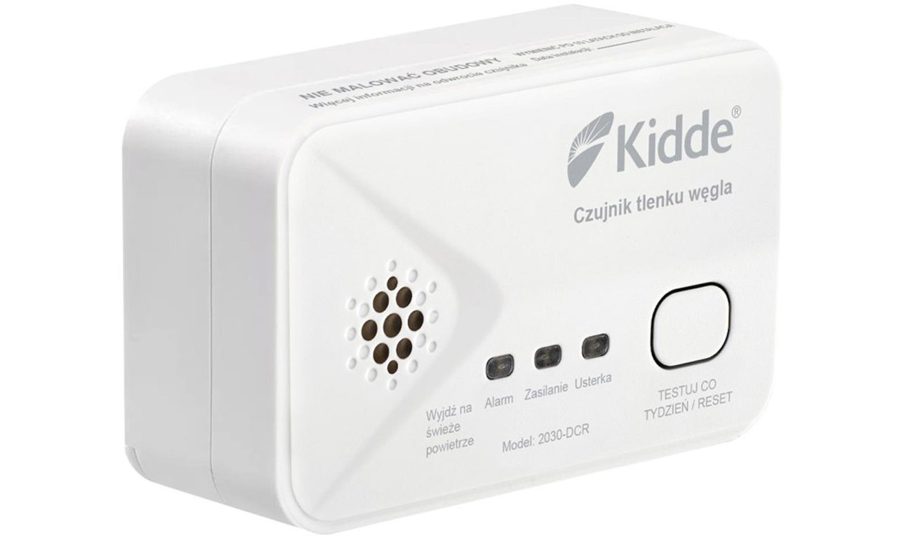 Czujnik tlenku węgla Kidde 2030-DCR - Widok od przodu pod kątem