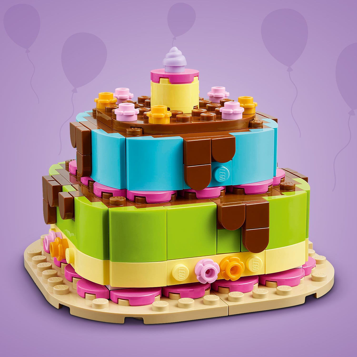 Zestaw LEGO® Tort na przyjęcie urodzinowe 40815, fajny pomysł na prezent, ozdoba na stół, z dekoracjami