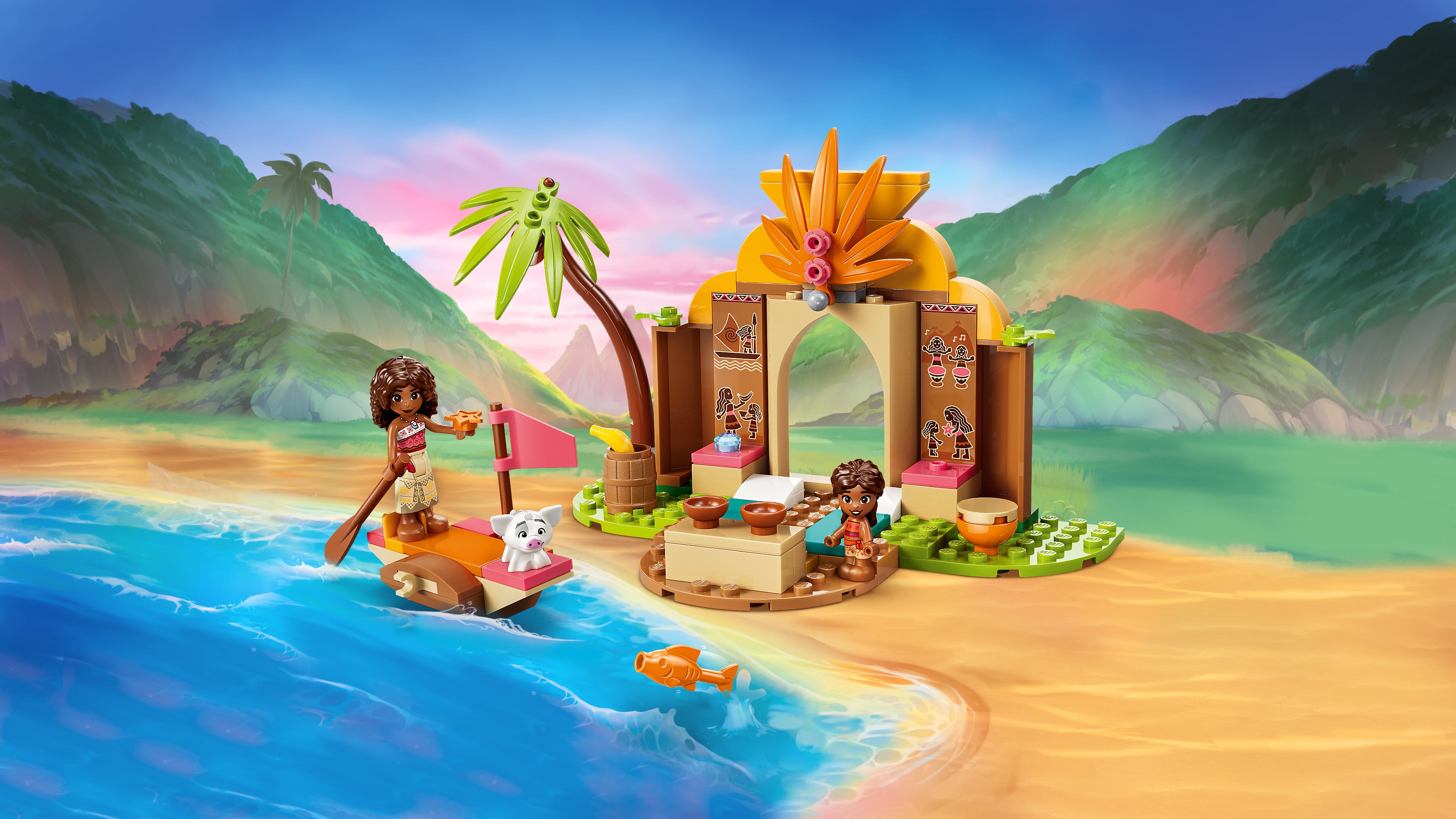 LEGO® ǀ Disney Vaiana Wiejska chatka i łódź 43282