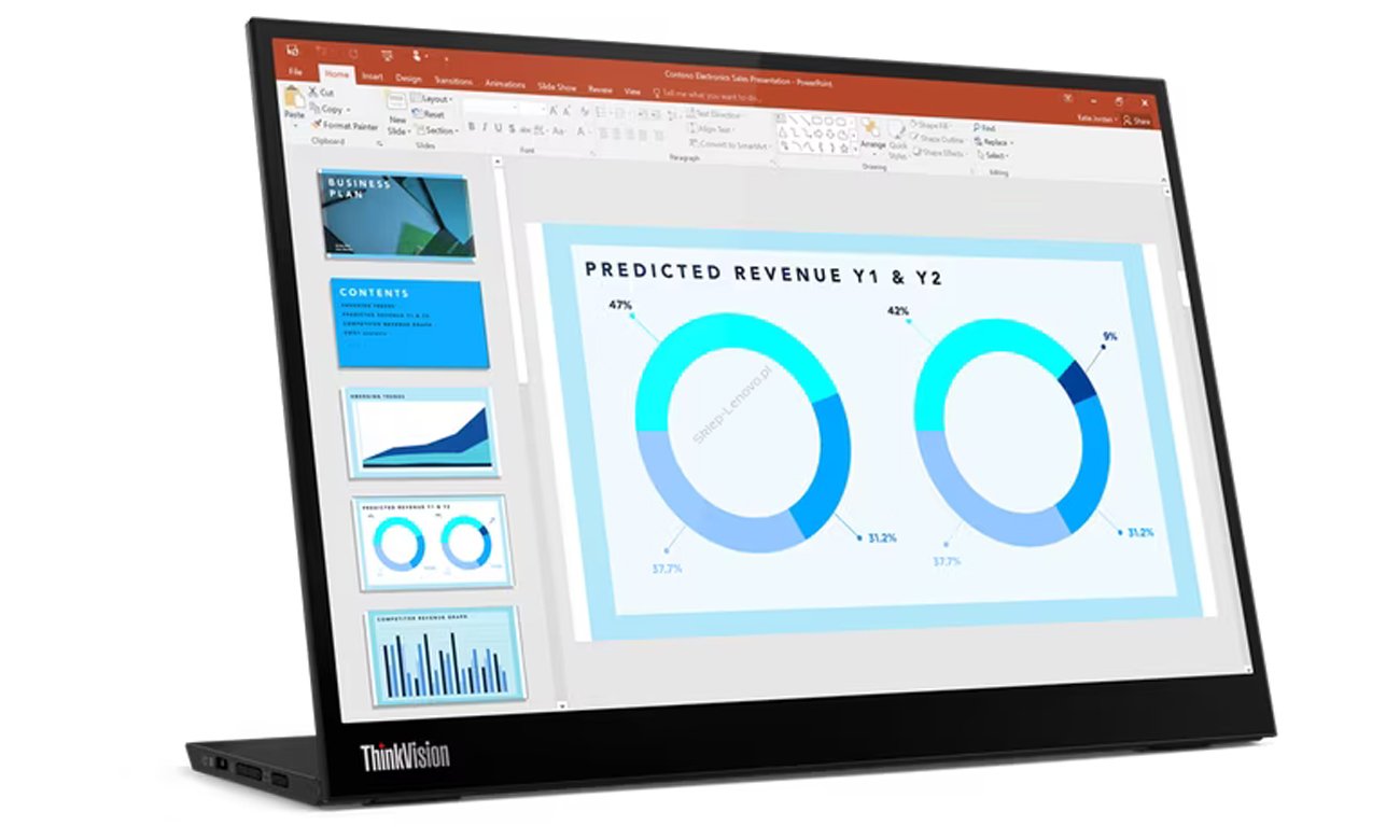 Lenovo ThinkVision M14d widok z przodu pod kątem