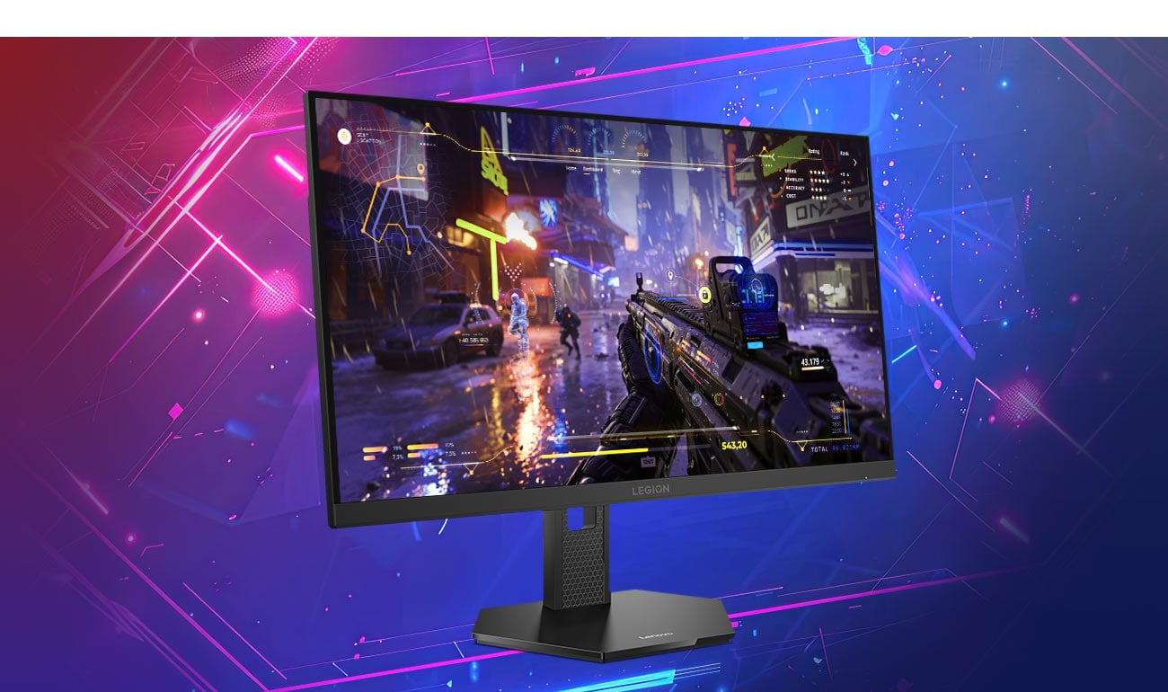 Na ekranie monitora Lenovo Legion 27QD-10 scena z gry komputerowej