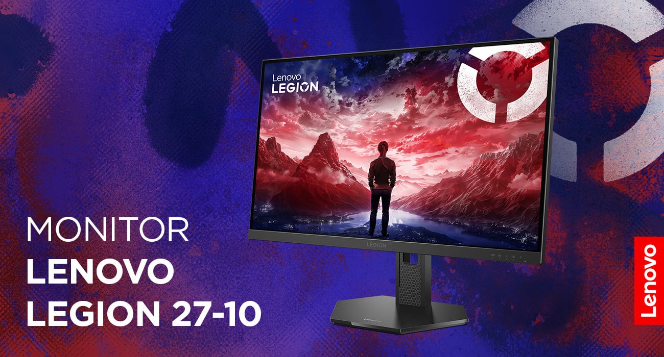 Monitor Lenovo Legion 27-10 z wizualizacją gry komputerowej na ekranie