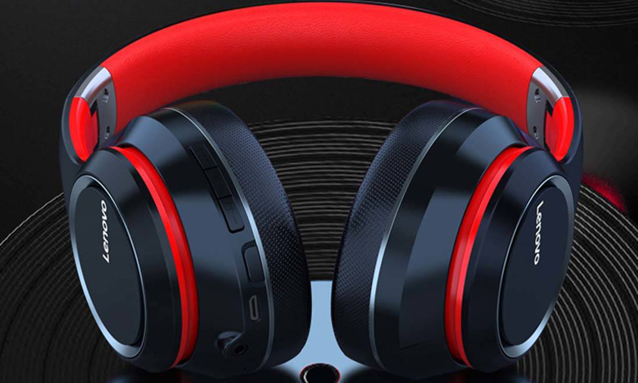Nauszne słuchawki bezprzewodowe Lenovo HD200 - Widok od dołu pod kątem