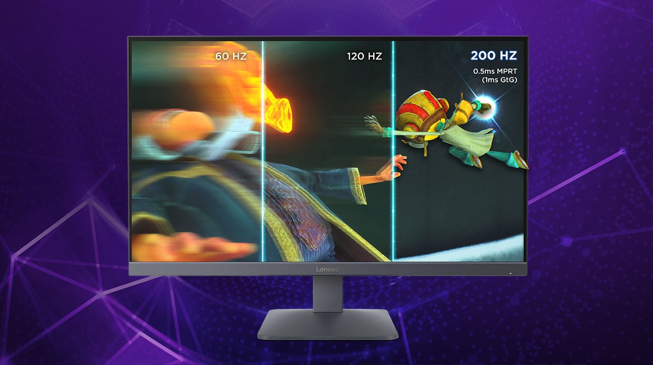 Porównanie jakości obrazu na ekranie monitora przy częstotliwości odświeżania 60 Hz, 100 Hz i 200 Hz