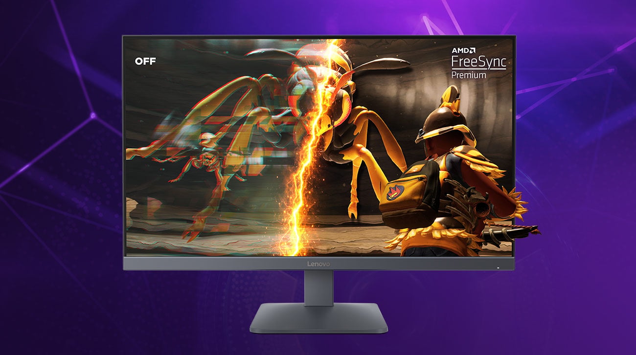 Porównanie obrazu z wyłączoną i włączoną technologią AMD FreeSync™ Premium