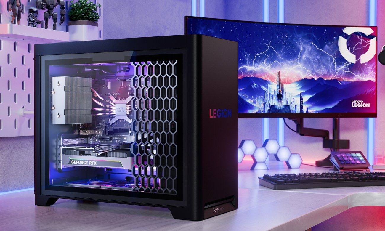 Lenovo Legion Tower 5i bok obudowy widoczny na tle pokoju