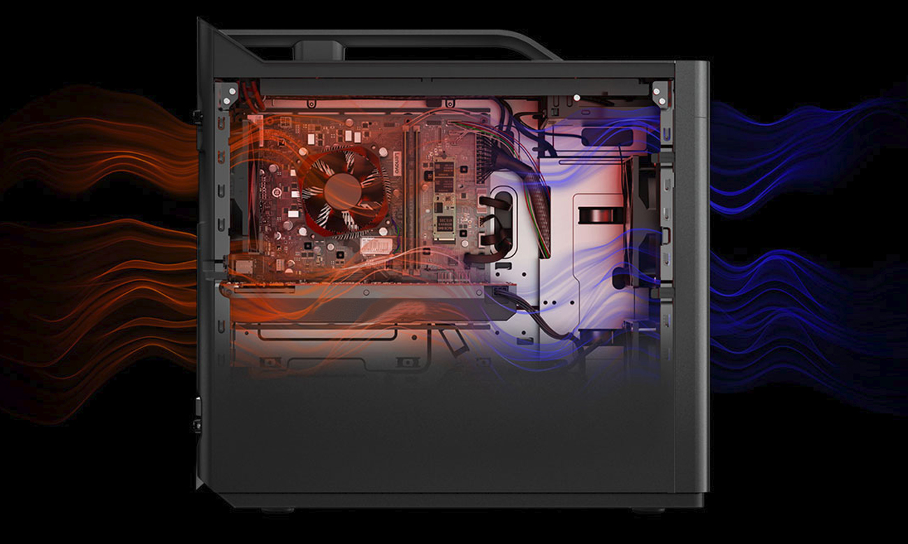 Lenovo Legion T530-28 nowa konstrukcja wewnątrz komponenty dwukanałowy system chłodzenia